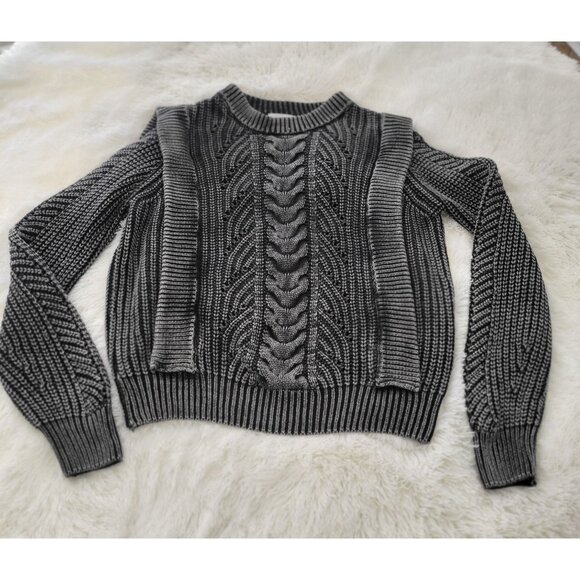 EVEREVE Charcoal Cable Knit Pullover Sweater Crew Neck- S - Picture 5 of 10